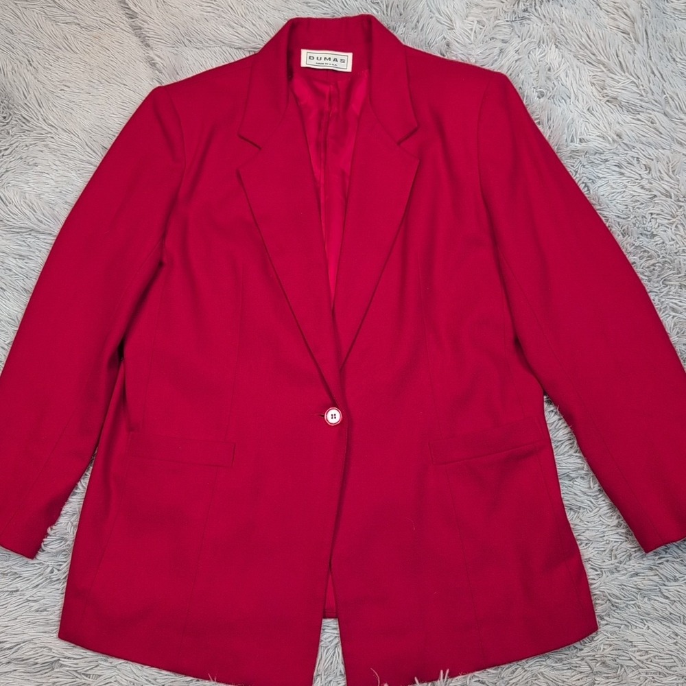 Vintage Dumas Jacket Womens 18 Red‎ Wool Blazer Coat Preppy Soft Cozy Comfort